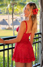 All Mine Red Lace Mini Dress Image