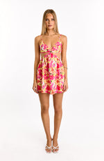 Amorgos Yellow Floral Pop Mini Dress Image