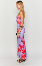 Arizona Purple Floral Print Maxi Dress Image