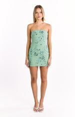 Celene Teal Sequin Strapless Mini Dress Image