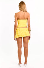 Cody Yellow Ruffle Hibiscus Trim Mini Skirt Image