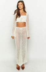 Dally White Crochet Maxi Skirt Image