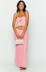 Deni Pink Knit Midi Skirt Image