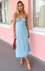Dion Blue Strapless Midi Dress Image