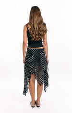 Khalea Black Polka Dot Hanky Hem Midi Skirt Image