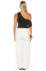 Khamie Black Polka Dot Off Shoulder Top Image