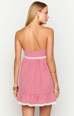 Maisie Red Gingham Strapless Mini Dress Image