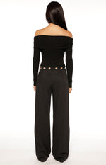 Marlin Black Off Shoulder Long Sleeve Top Image