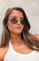 Otra Eyewear Rosie Black Oval Sunglasses Image