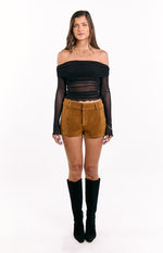 Ottie Tan Suedette Shorts Image