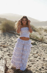 Paisley White Floral Ruffle Maxi Skirt Image