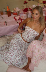 Paisley White Floral Ruffle Maxi Skirt Image