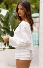 Phoenix White Off Shoulder Long Sleeve Top Image