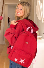 Pink Star Burgundy Backpack Image
