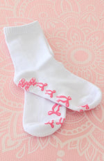 Sunrise Pink Bow Crew Yoga Socks Image