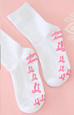 Sunrise Pink Bow Crew Yoga Socks Image