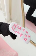 Sunrise Pink Bow Crew Yoga Socks Image