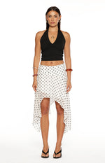 Khalea White Polka Dot Hanky Hem Midi Skirt Image