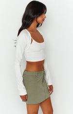 Alaia Khaki Low Rise Mini Skirt Image