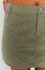 Alaia Khaki Low Rise Mini Skirt Image