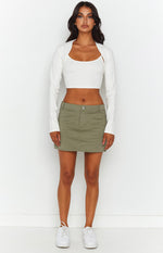 Alaia Khaki Low Rise Mini Skirt Image