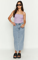 Isla Blue Denim Midi Skirt Image