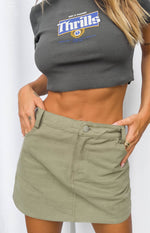 Alaia Khaki Low Rise Mini Skirt Image