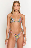9.0 Swim Oceania White Zebra Floral Triangle Bikini Top