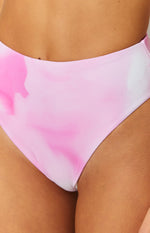 9.0 Swim Majorca Pink Print High Waisted Bikini Bottom Image