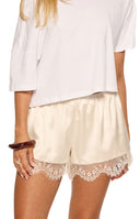 Agnes Cream Satin Lace Shorts