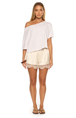 Agnes Cream Satin Lace Shorts Image
