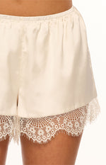Agnes Cream Satin Lace Shorts Image
