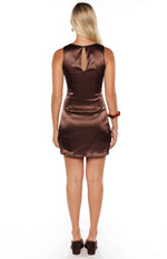 Aileen Brown Boat Neck Mini Dress Image