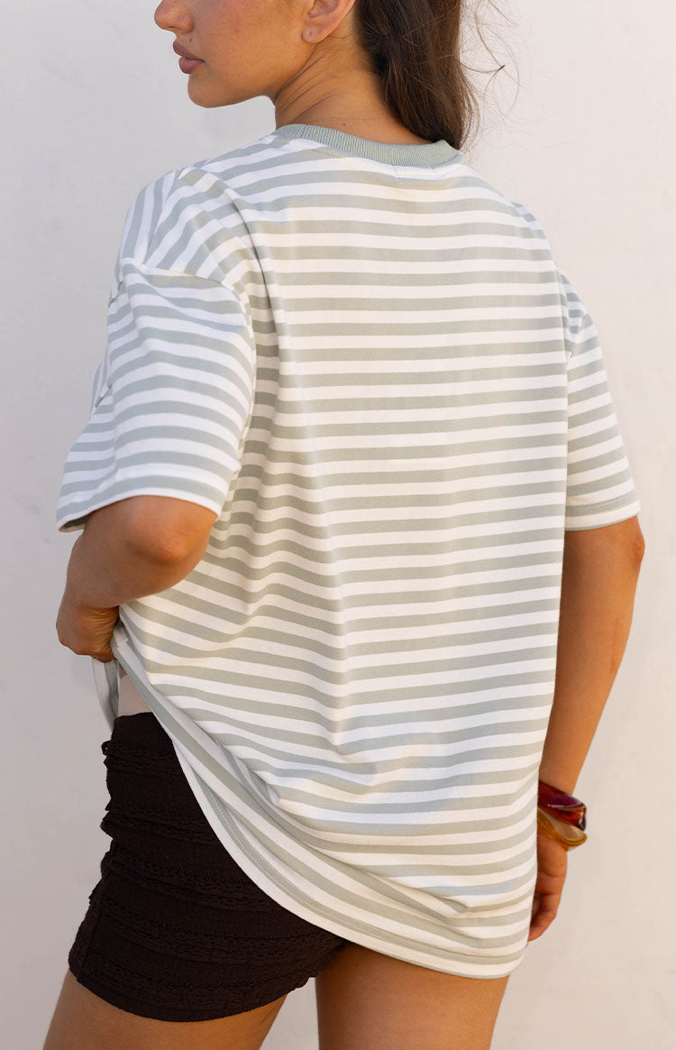Alba Sage Stripe Oversized Tee Image