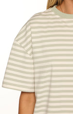 Alba Sage Stripe Oversized Tee Image