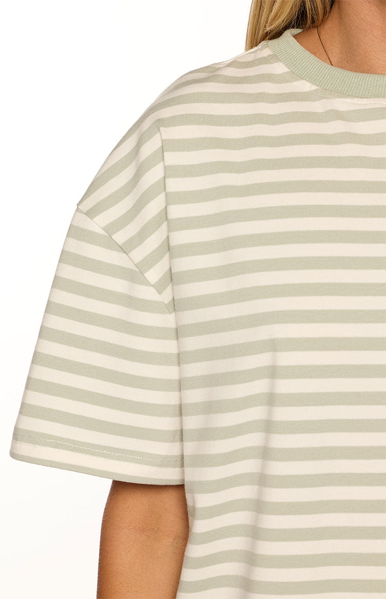 Alba Sage Stripe Oversized Tee Image