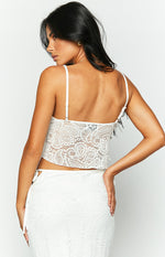 Alexia White Lace Tie Up Front Top Image