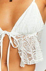 Alexia White Lace Tie Up Front Top Image