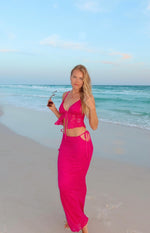 Alexia Fuschia Lace Tie Up Maxi Skirt