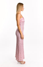 Alliana Pink Sequin Strapless Formal Maxi Dress Image