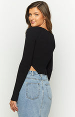Amalia Black Knit Sleeve Top Image