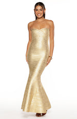 Amanda Gold Bandage Strapless Formal Maxi Dress Image