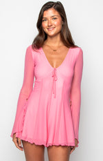 Ambrose Pink Long Sleeve Playsuit Image