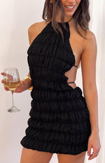 Amory Black Halter Party Mini Dress Image