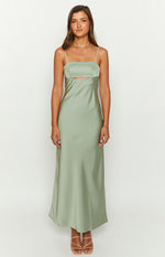 Amour Sage Satin Maxi Dress Image