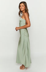 Amour Sage Satin Maxi Dress Image