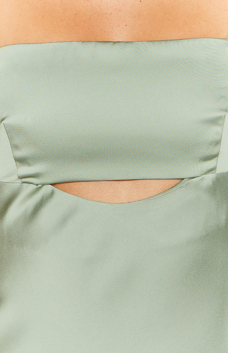 Amour Sage Satin Maxi Dress Image