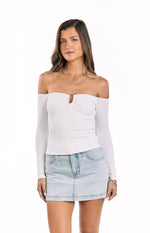 Anabel White Long Sleeve Top Image