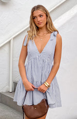 Angel Girl Blue Stripe Mini Dress Image