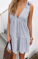 Angel Girl Blue Stripe Mini Dress Image